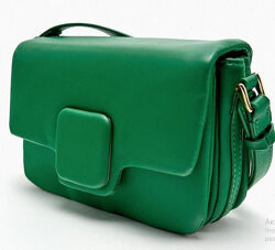 Сумочка мини зеленая кросс-боди женская через плечо zara 