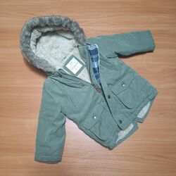 Тепла зимова куртка George дитяча кольору хакі на 1-2 роки