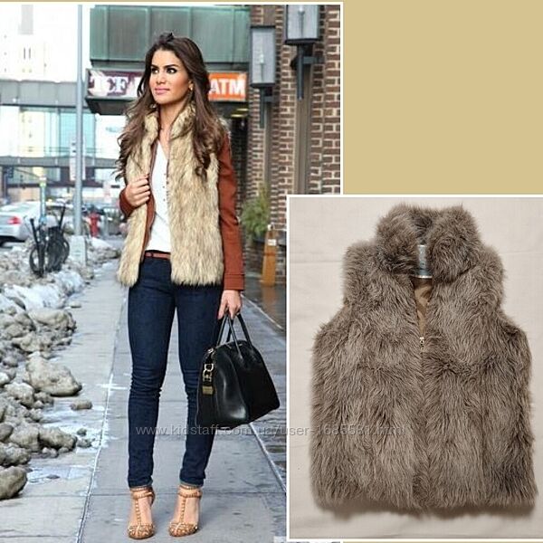 Демисезонная жилетка жилет безрукавка из эко меха меховая теплая axis