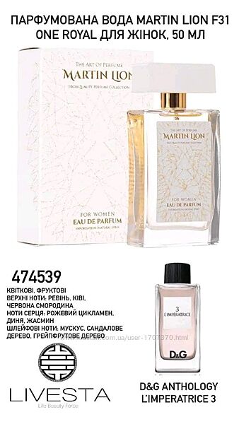 Парфумована вода для жінок Martin Lion F31 One Royal Імператриця аналог