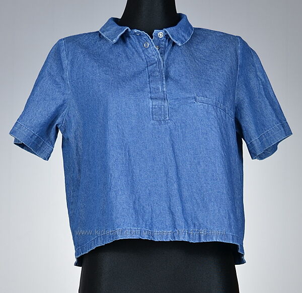 Zara джинсова укорочена рубашка сорочка блуза