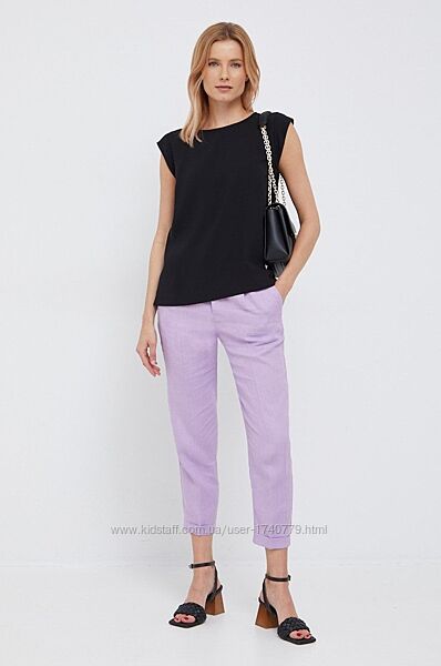 Льняні штани брюки жіночі United Colors of Benetton колір фіолетовий