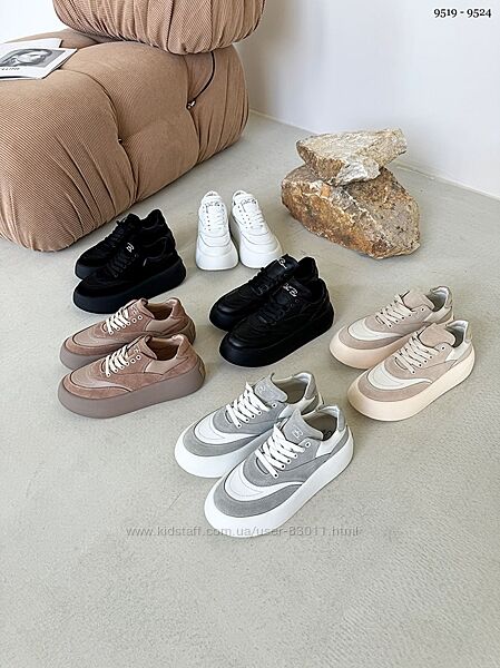 Шкіряні кеди на потовщеній підошві - 36,37,38,39,40