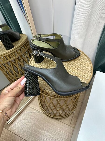 Шикарні шкіряні босоніжки на підборах - Ексклюзив від виробника