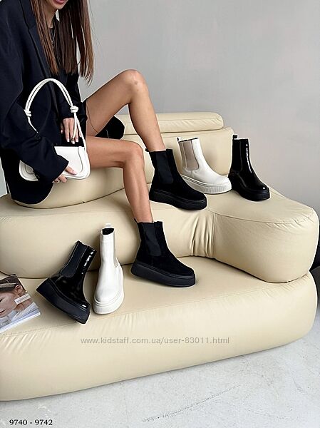 Шкіряні черевики Челсі на високій підошві. Демі та Зима - 36,37,38,39,40,41