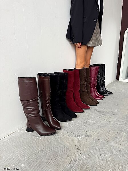 Шикарні шкіряні чоботи на маленьких підборах. Демі та Зима - 36,37,38,39,40