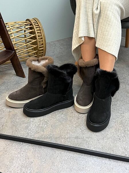 Шкіряні зимові уггі з хутром натуральної норки - від виробника