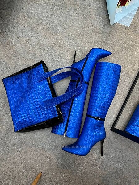 Яскраві шкіряні чоботи на шпильці - від виробника