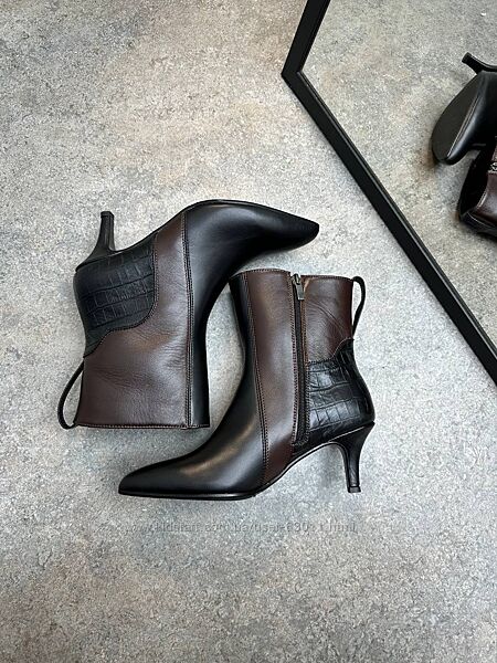 Елегантні ботильони з натуральної шкіри, підбор 6 см. - від виробника