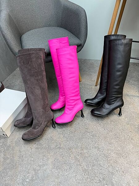 Шикарні шкіряні чоботи на підборах - від виробника