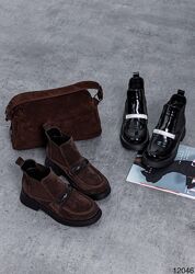 Стильні черевики з натуральної шкіри у 2 кольорах - 36,37,38,39,40,41