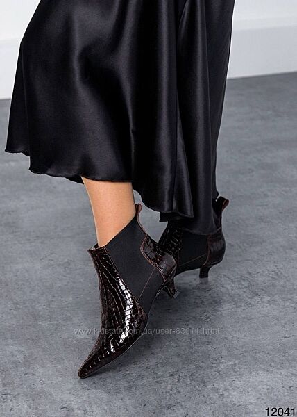 Стильні черевики з натуральної шкіри підбор 4 см. - 36,37,38,39,40