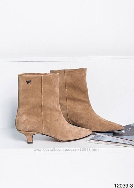 Стильні черевики з натуральної замши підбор 4 см. - 36,37,38,39,40