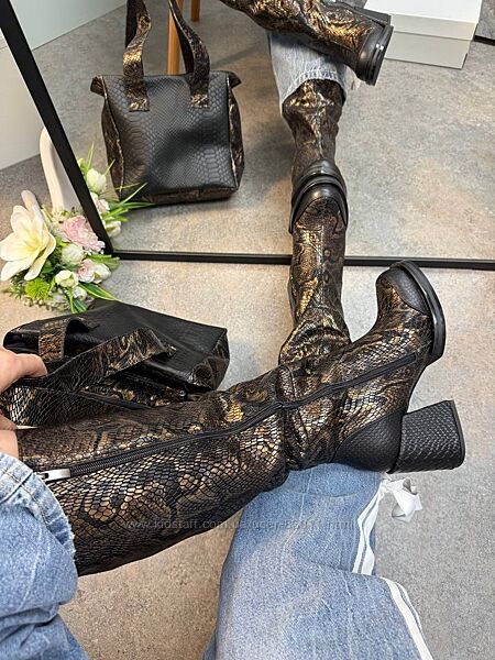 Шикарні шкіряні чоботи на підборах - від виробника