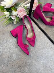 Стильні яскраві туфлі з натуральної шкіри