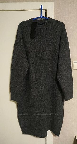 Dilvin стильное, актуальное платье-свитер миди серого цвета/тренд сезона 