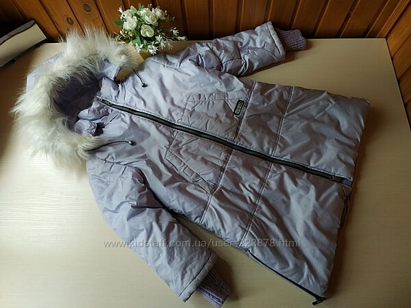 Зимова курточка з манжетами для дівчинки 7-8 років