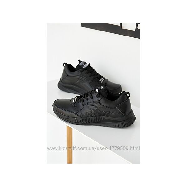 Чоловічі кросівки шкіряні весняно-осінні чорні Splinter 0322 Fit