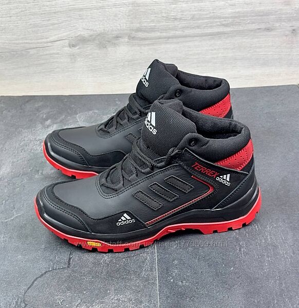 Чоловічі шкіряні зимові кросівки А-1 красн/зима