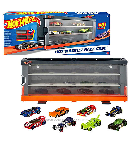 Набор Хот Вілс Кейс  Вітрина с 8 машинками Hot Wheels Race HFC89