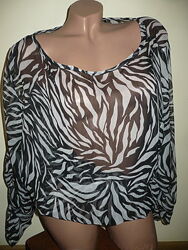 Блузка блуза шифоновая прозрачная, зебра Select 48-50р. 