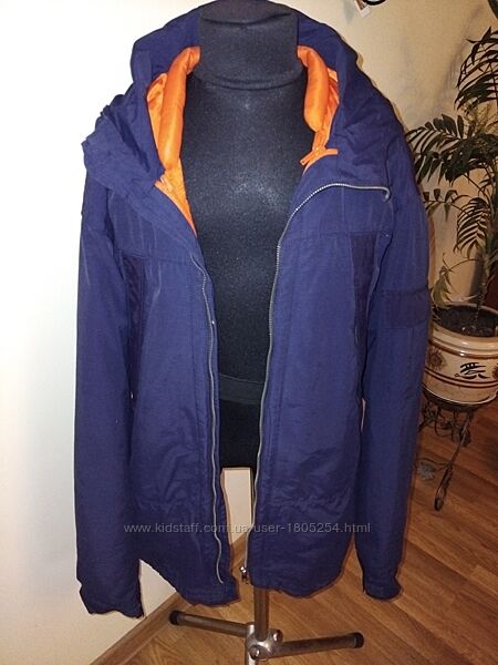 Куртка двойная 2 в 1 Zara 164р. 13-14лет синяя с яркой вставкой 