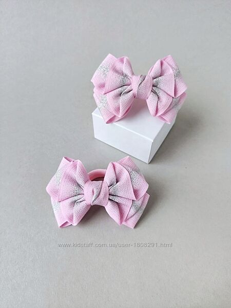 Ніжно-рожеві бантики для волосся, ручної роботи.   