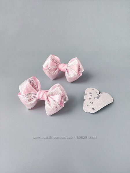 Сріблясто-рожевий набір прикрас для волосся, для дівчинки.