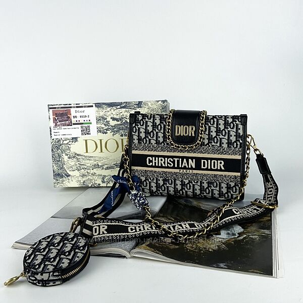 Женская текстильная сумка через плечо Dior Диор жіноча сумочка черна ...