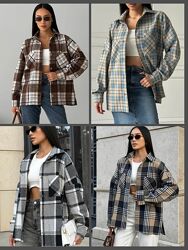 Тепла сорочка oversize женская тёплая шерстяная рубашка люкс якiсть
