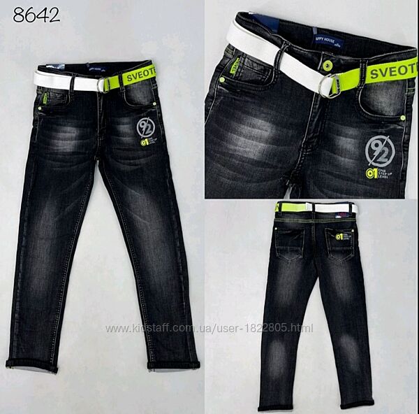 Дитячі джинси стрейчеві happy house 140-176 джинсы детские