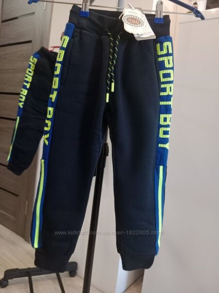 Детские спортивные штаны теплые флис темно-синие 116-146 s&d