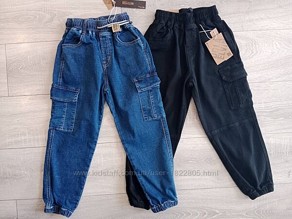 Дитячі джинси карго баггі 122-164 Брюки штаны карго джоггеры джинсы 