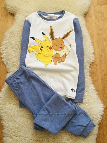 H&M Оригінал POKEMON. Зимова флісова Піжама на манжетах. міжнародний бренд