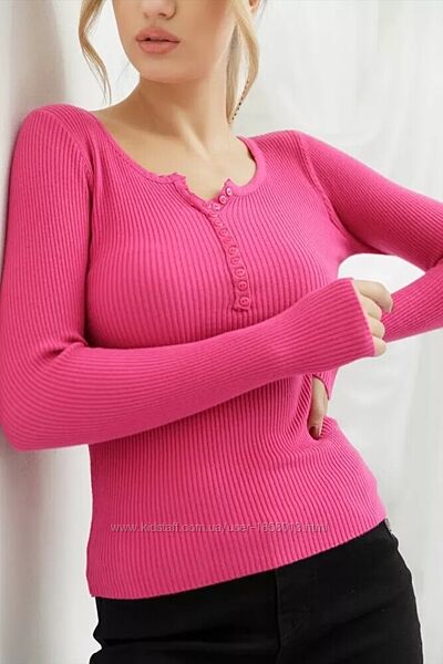 Демісезонний джемпер в рубчик з гудзиками 42-46 в неймовірних кольорах