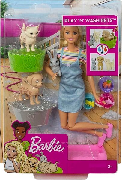 Лялька Барбі Грай та купай вихованців Barbie, Play &acuteN Wash Pets Mattel