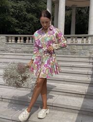 Яркое хлопковое платье zara