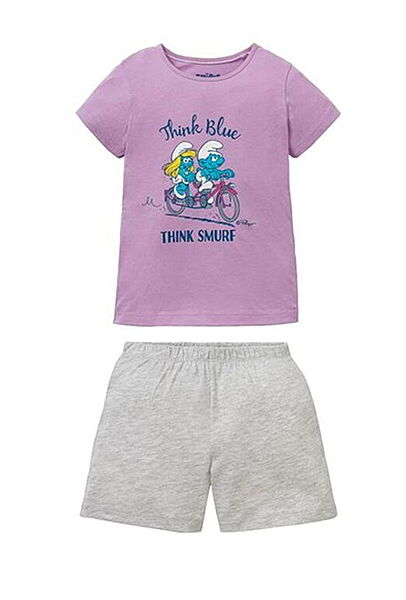 Піжама футболка і шорти для дівчинки Disney Смурфики 342466 098-104 см 2-4 years Різнобарвний