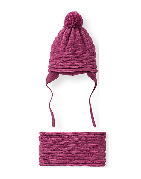 Комплект шапка  снуд шарф для дівчинки Lupilu 305620 малиновий