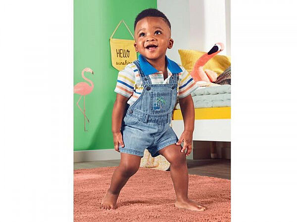 Напівкомбінезон джинсовий, з кишенею та регулюючими шлейками на кнопках для хлопчика Lupilu 314493 блакитний