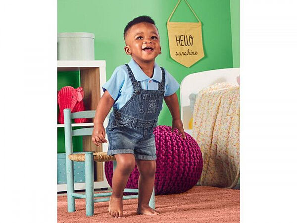 Напівкомбінезон джинсовий, з кишенями та регулюючими шлейками на кнопках для хлопчика Lupilu 314493 синій