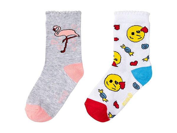 Шкарпетки набір 2 пари для дівчинки Disney Емоджи 370077-н біло-сірий
