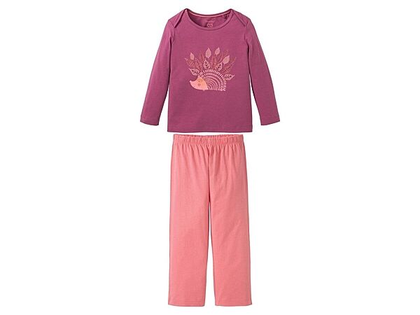 Піжама лонгслів і штани для дівчинки Lupilu 308593 малиновий темно-рожевий