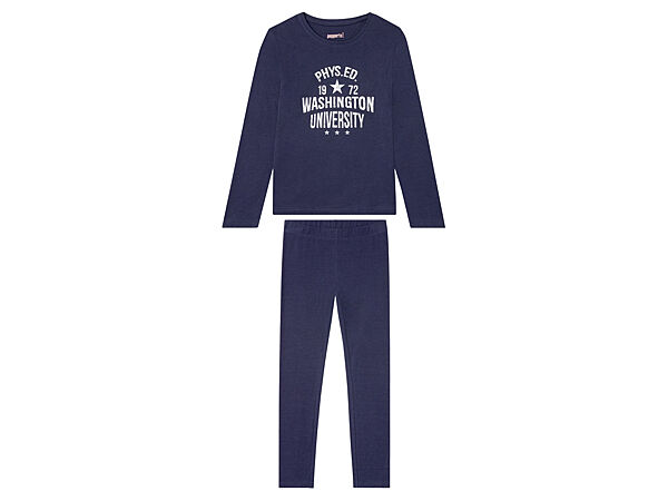 Піжама лонгслів і штани для дівчинки Pepperts 369841 темно-синій