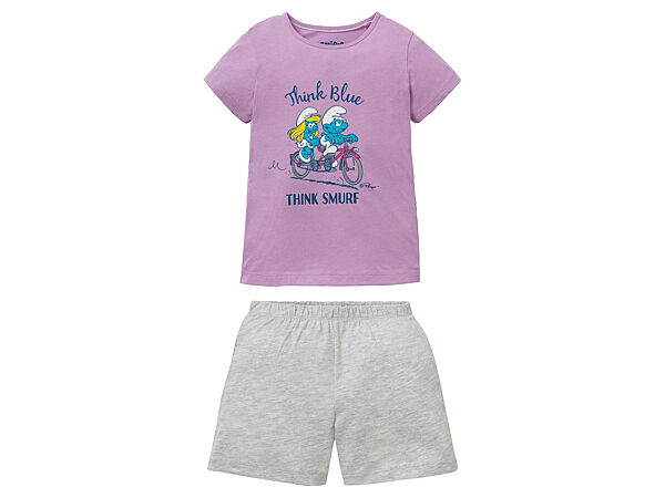 Піжама футболка і шорти для дівчинки Disney Смурфики 342466 Різнобарвний