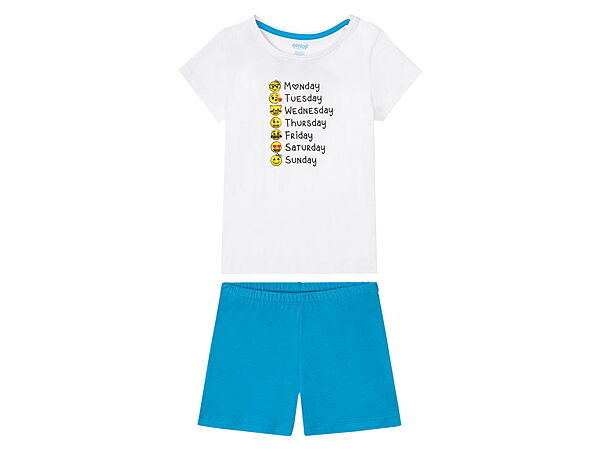 Піжама футболка і шорти для дівчинки Disney Емоджи 370071 білий