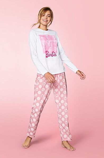 Піжама лонгслів і штани для жінки Disney Barbie 369981/1 рожевий