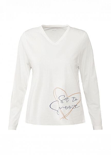 Піжамна футболка з довгими рукавами бавовняна для жінки Esmara 392797 білий