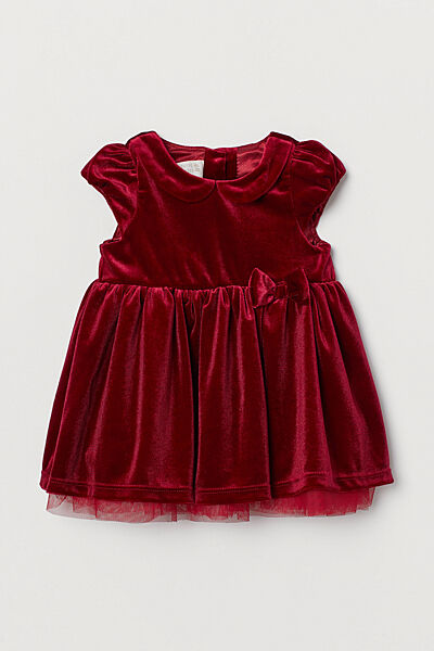 Плаття велюрове на підкладці для дівчинки H&M 0889266-001 бордовий