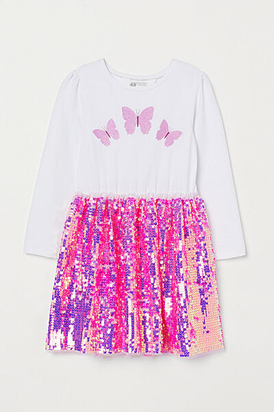 Плаття з фатиновою спідницею з паєтками для дівчинки H&M 0824685-003 Різнобарвний